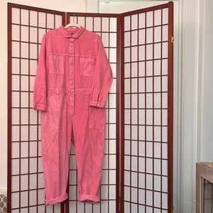 Pink Old Navy Jean Button Up Jumpsuit